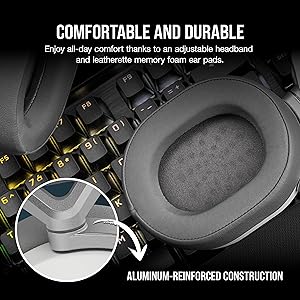 Corsair HS65 Wireless Multiplatform Gaming Headset with Bluetooth - Dolby Audio 7.1 - Omni-Directional Microphone - iCUE Compatible - PC, Mac, PS5, PS4, Mobile - White