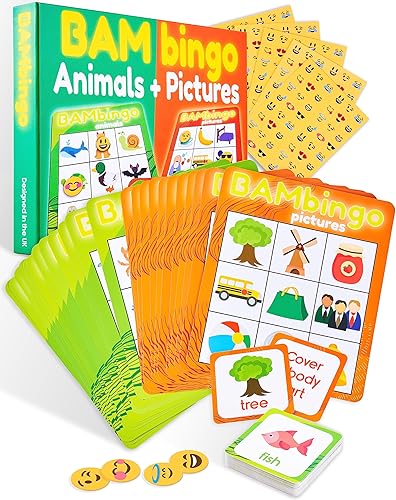 Miniatura 9 de THE BAMBINO TREE Juego de bingo de animales e imágenes para niños, juego de mesa de aprendizaje a juego para edades de 3 a 6 años, preescolar,