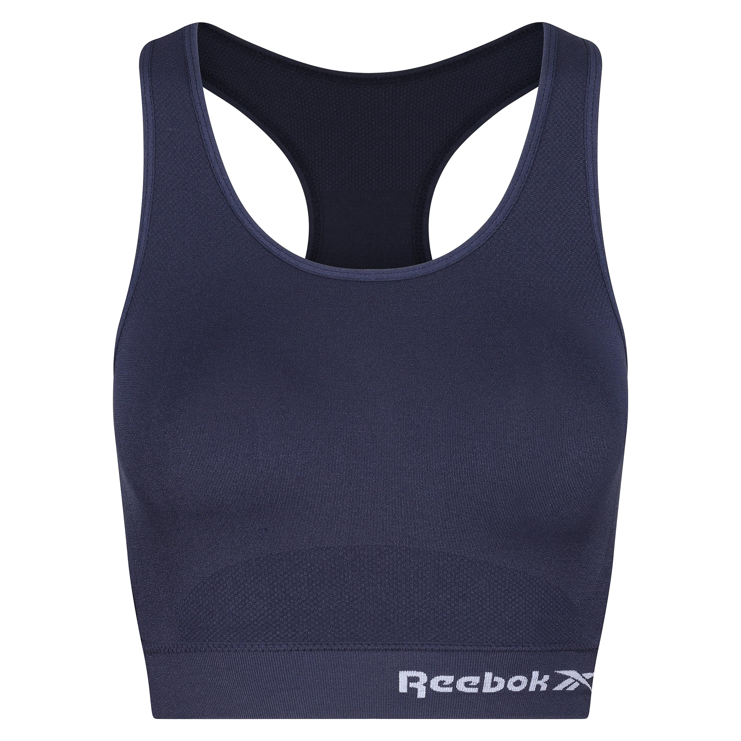 Reebok Women's Damen Seamless Crop Top in Marineblau | Fitness-bh Mit Feuchtigkeitsableitungstechnologie Training Bra