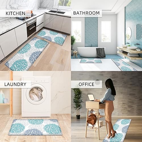 Miniatura 71 de Juego de 2 tapetes de cocina acolchados antifatiga, impermeables, antideslizantes, tapete de espuma viscoelástica, tapete cómodo para fregadero