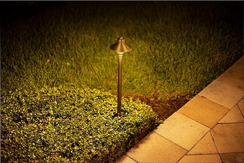 Miniatura 4 de VOLT Lámpara de camino de latón de 12 V (5 pulgadas de sombra, 25 pulgadas de alto) con bombilla LED