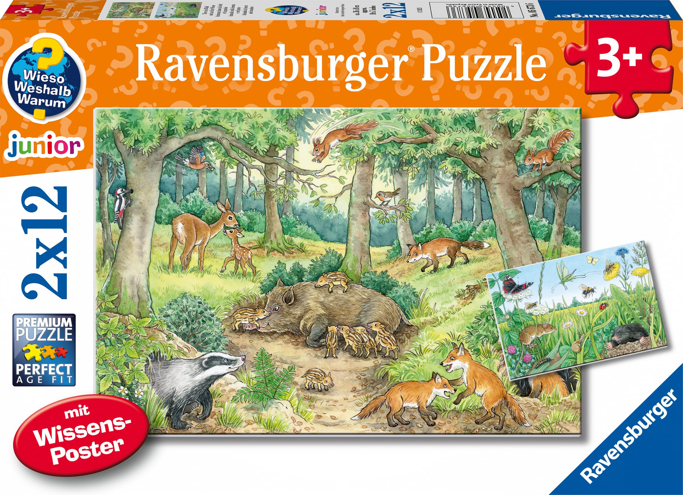 Ravensburger Kinderpuzzle - 05673 Tiere im Wald und auf der Wiese