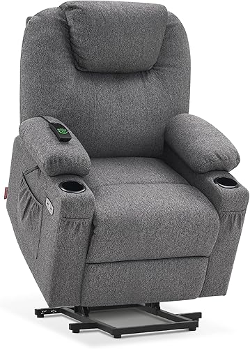 Miniatura 69 de MCombo Silla reclinable pequeña para ancianos, silla elevadora eléctrica pequeña con calor y masaje para personas mayores, portavasos, puertos USB y