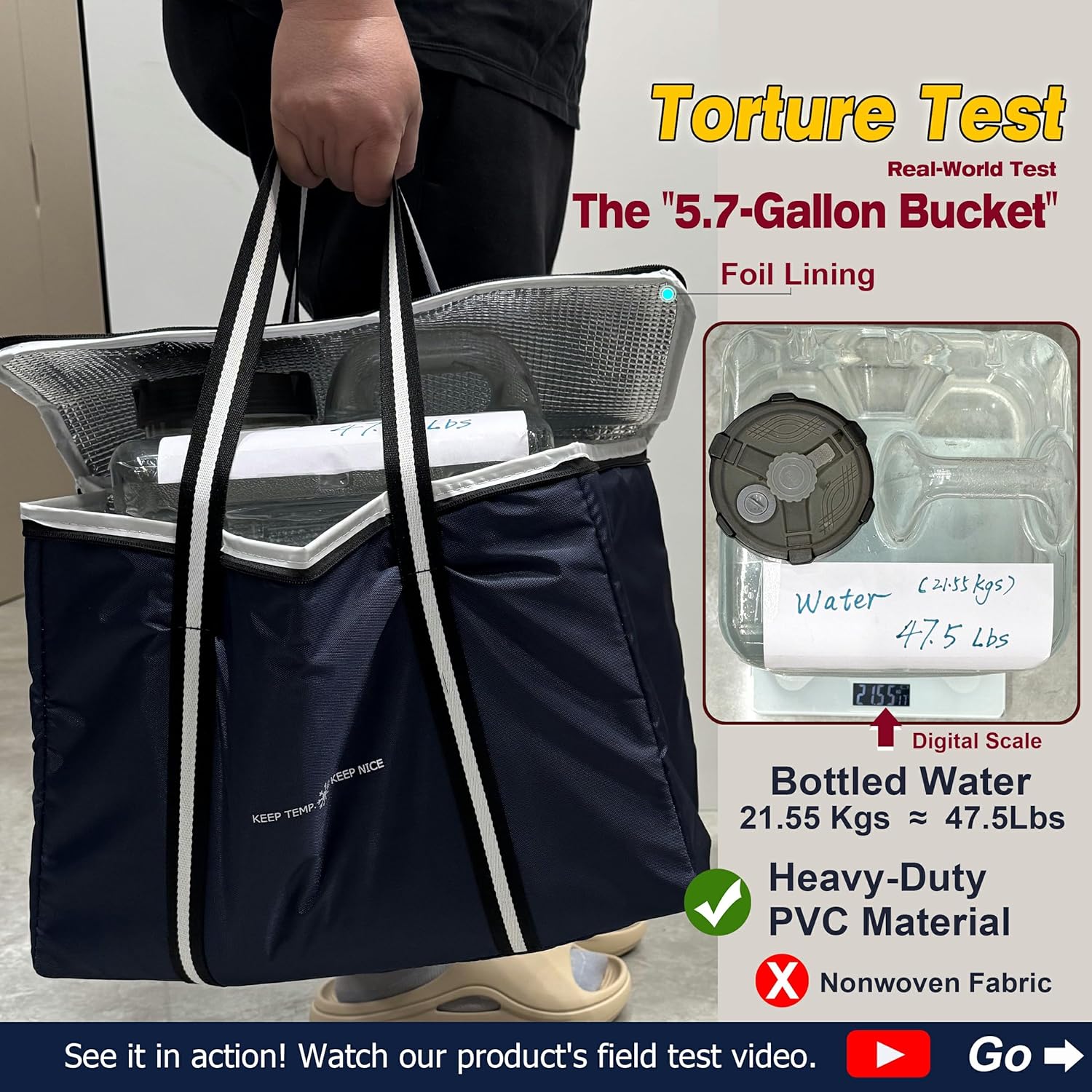 modscape Large Heavy Duty Insulated Grocery Bags–Delivery Bags with Hard Bottom Food Transport,Thermal Bags for Cold and hot Food, Foldable Cooler Tote for Shopping & Travel, Camping & Beach