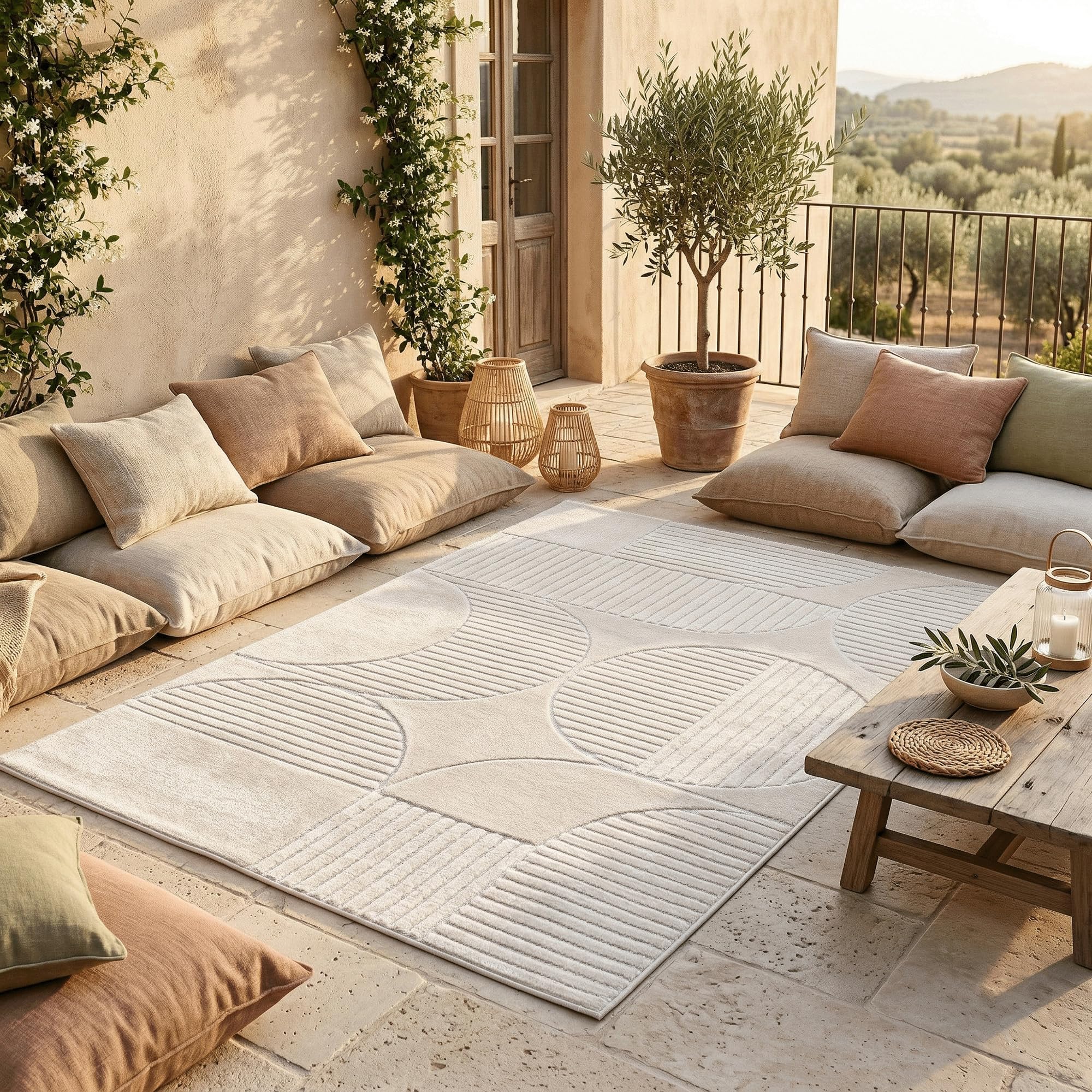 Tapis intérieur & extérieur premium Pergamon Classy élégance pour terrasse et jardin