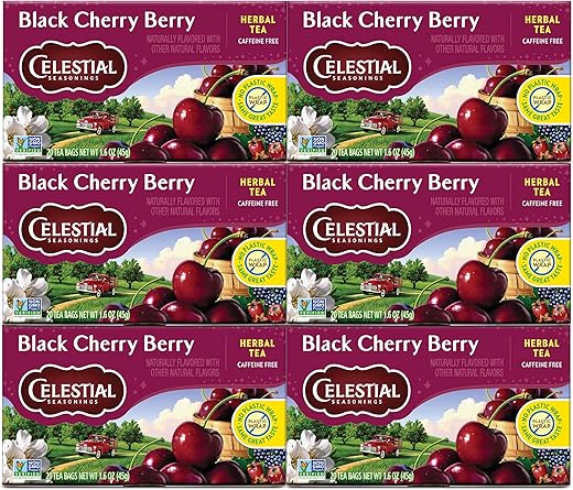 Celestial Seasonings Herbal Tea Bags, Black Cherry Berry, Flavored Tea Bags, 20 Count (Pack of 6)