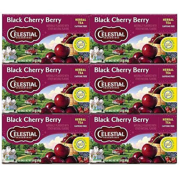 Celestial Seasonings Herbal Tea Bags, Black Cherry Berry, Flavored Tea Bags, 20 Count (Pack of 6)