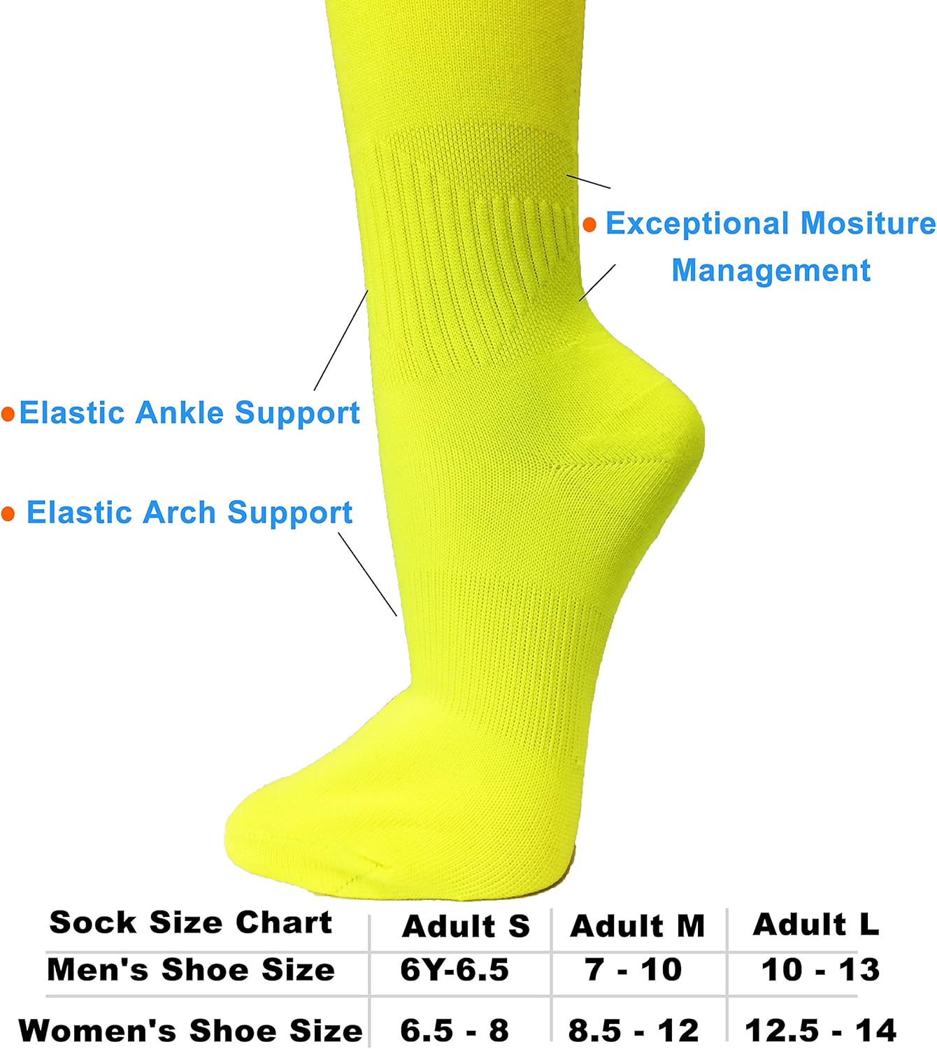 COUVER Mens Polyester Soccer Knee High Socks Sports Team Socks, 1 Pair - Image 4