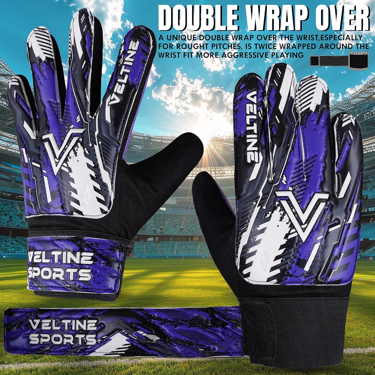 Soccer Goalie Gloves for Kids Boys Children,Youth & Adult Football Goalkeeper Gloves with Double Wrist Protection and 4mm Latex Anti-Slip Strong Grips Palm - Image 5