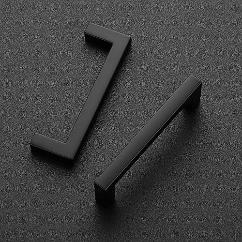 Miniatura 2 de Ravinte Paquete de 10 manijas negras sólidas para gabinetes de cocina, tiradores de gabinete de color negro mate, tiradores delgados para cajones