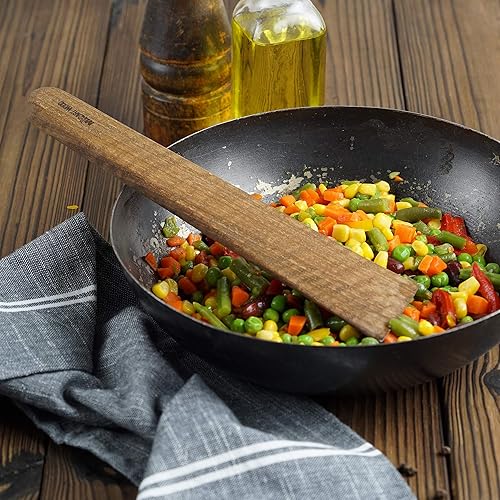 Miniatura 3 de 2 espátulas de madera de nogal, 9.8 pulgadas de largo, herramienta de cocina multiusos para voltear, agitar, mezclar ensaladas y servir, borde plano