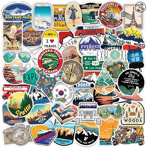 CodersParadise Vinyl Pack of 60 Travel Stickers 2 inch