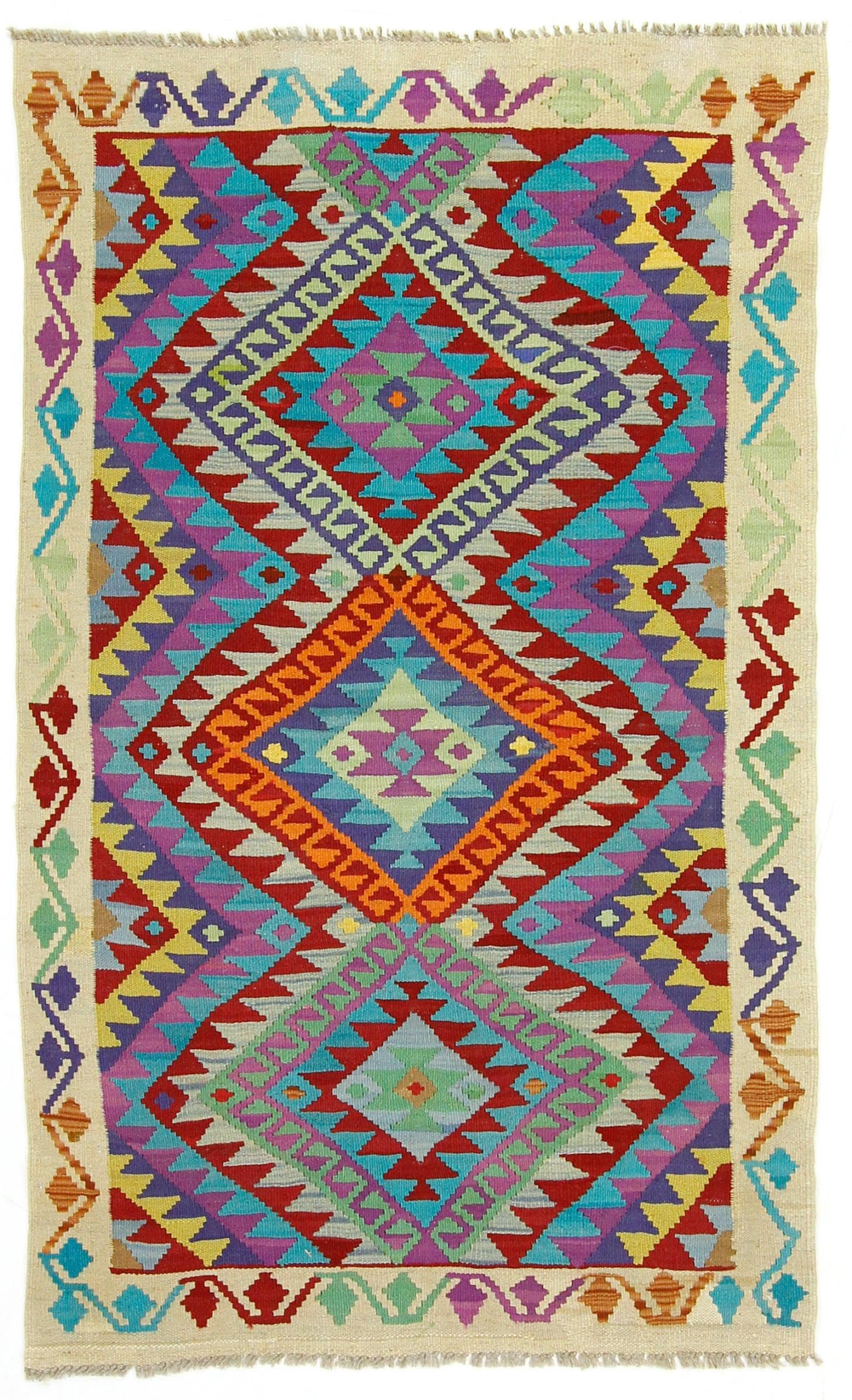 Tapis Kilim Afghan 95x155 en laine pour remplacer les tapis synthétiques froids