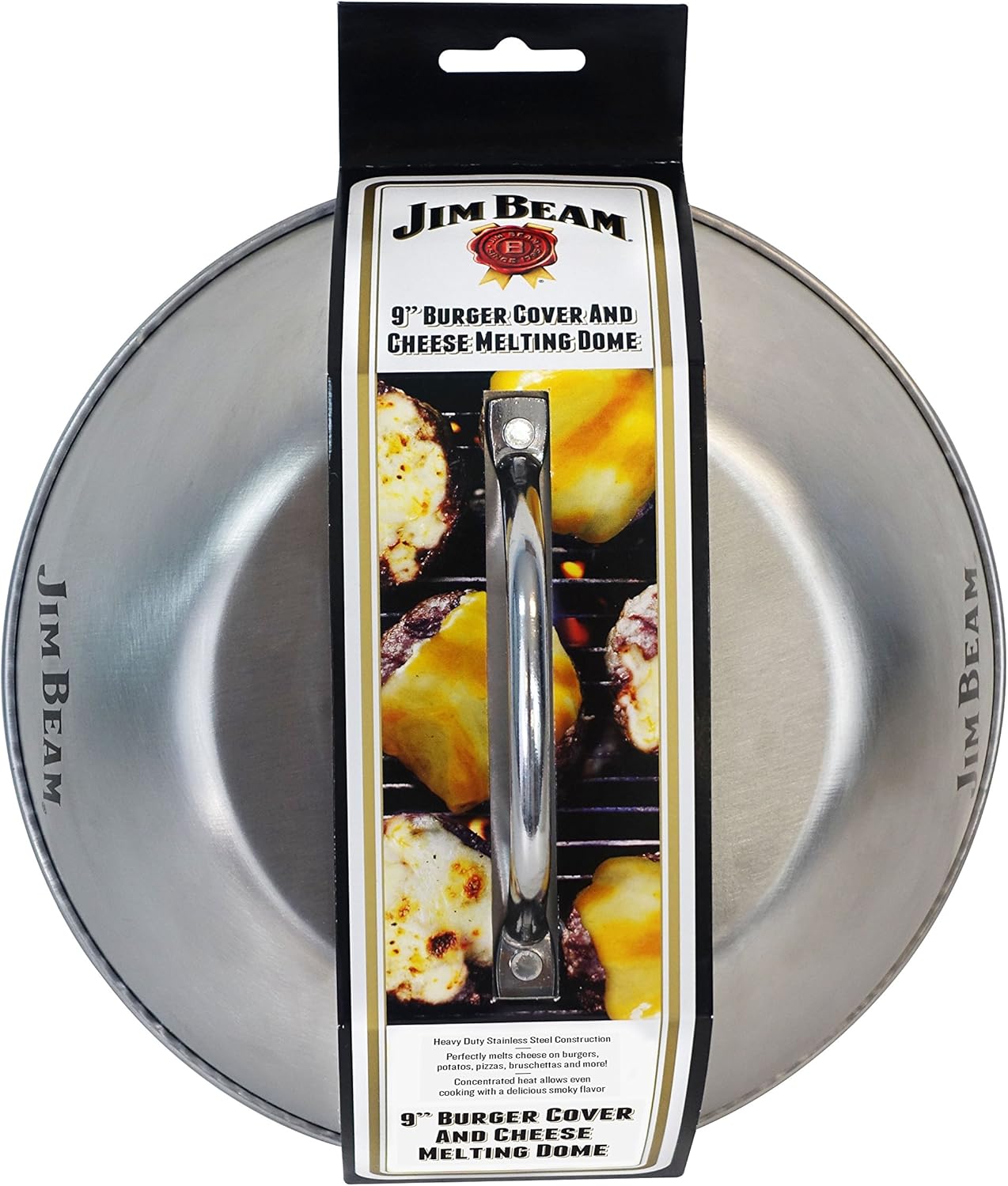 LITTLE GRIDDLE griddle-Q GQ230 100% Stainless Steel Professional Quality Griddle with Even Heat Cross Bracing and Removable Handles + Jim Beam JB0181 9" Burger Cover Cheese Melting Dome