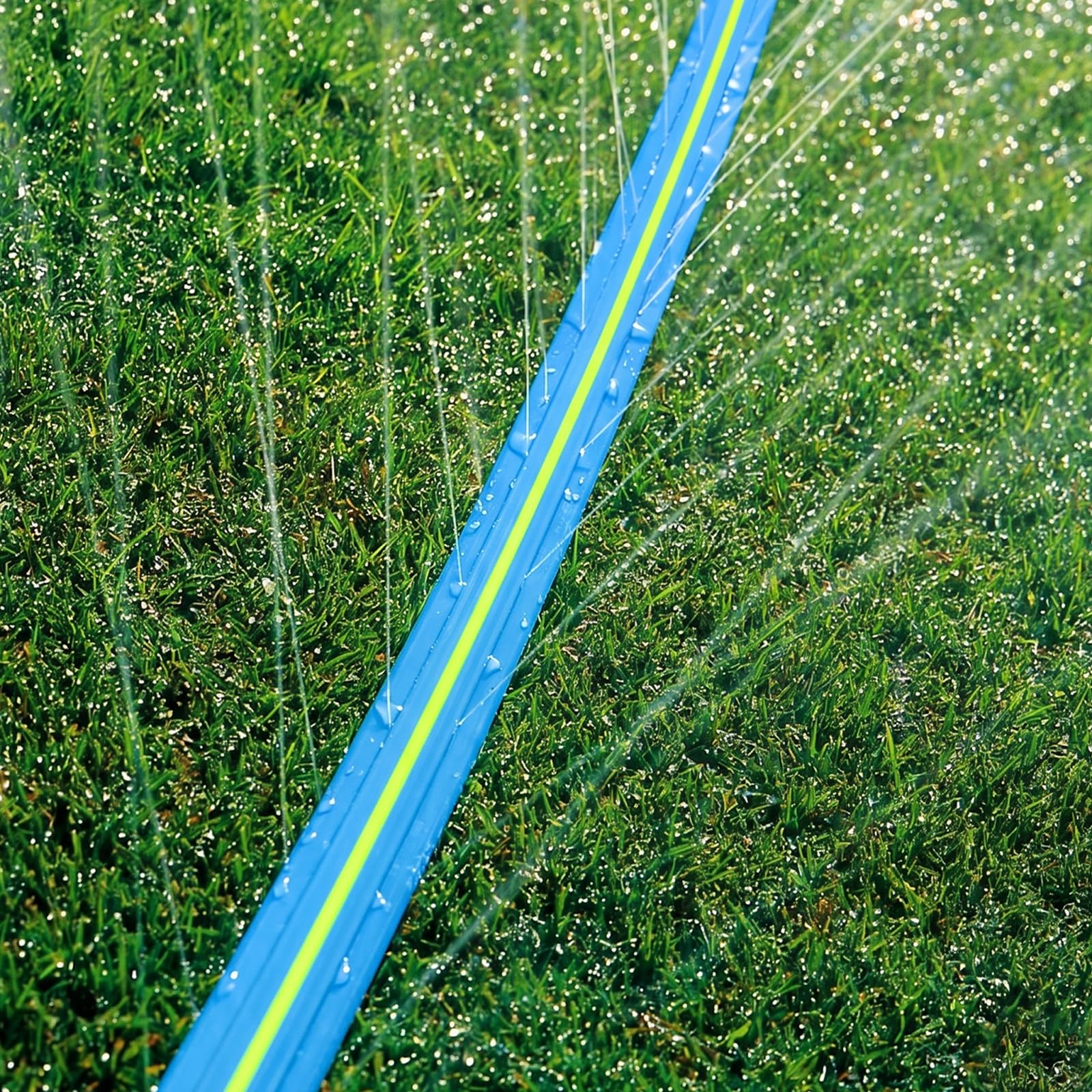 Winisok Manguera de riego de aspersor – Manguera de aspersor resistente, manguera de agua de ahorro eficiente para sistema de riego de césped de jardín (50 pies y 20 grapas de paisaje)