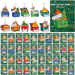 40 Sets Christmas Dumpster Fire Hanging Ornament Emotional Funny Positive Support Scent Sachets Air Freshener with Card Thank You Gifts for Office Coworker Employee Team Staff Group, 10 Scent