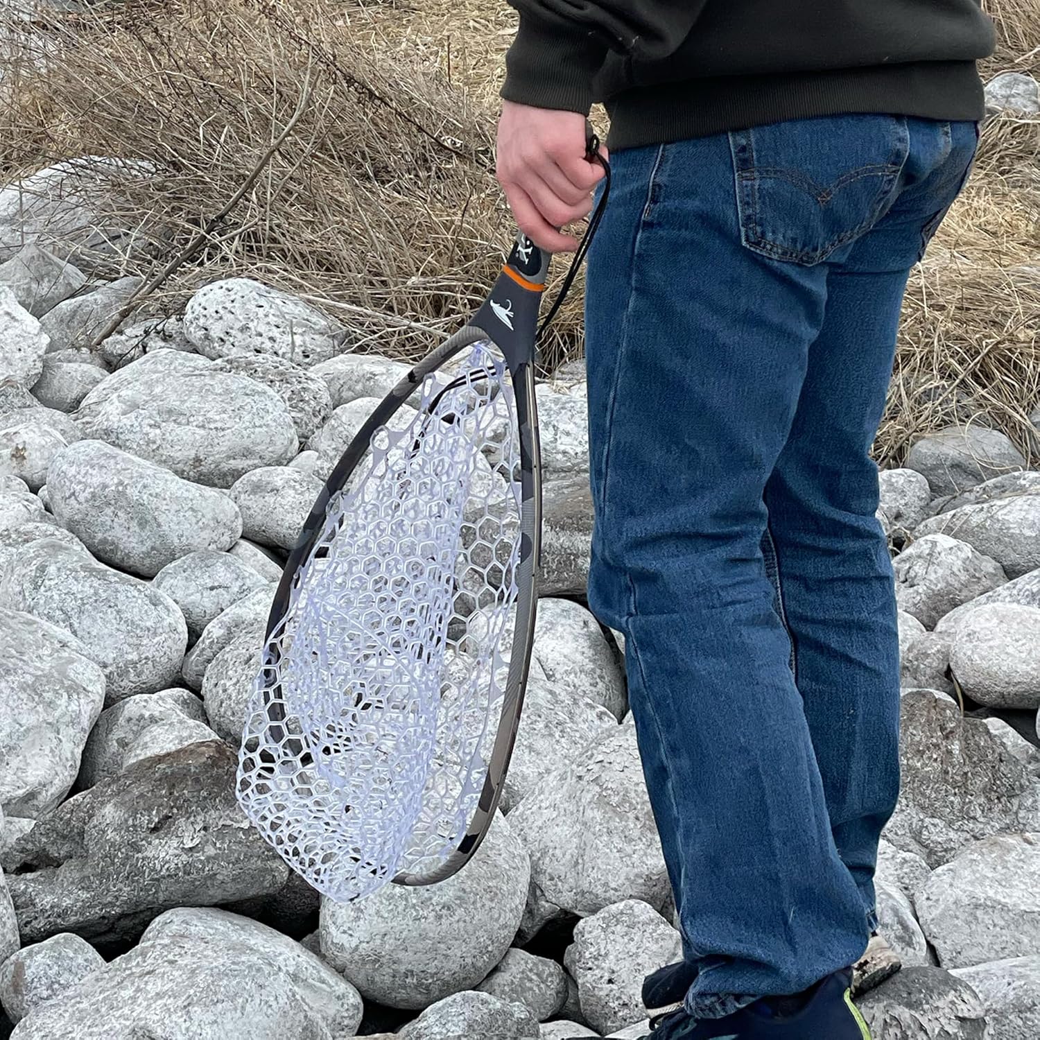 WETFLY Titanium Carbon Fiber Fishing Net - Lightweight Durable Floating with Lanyard