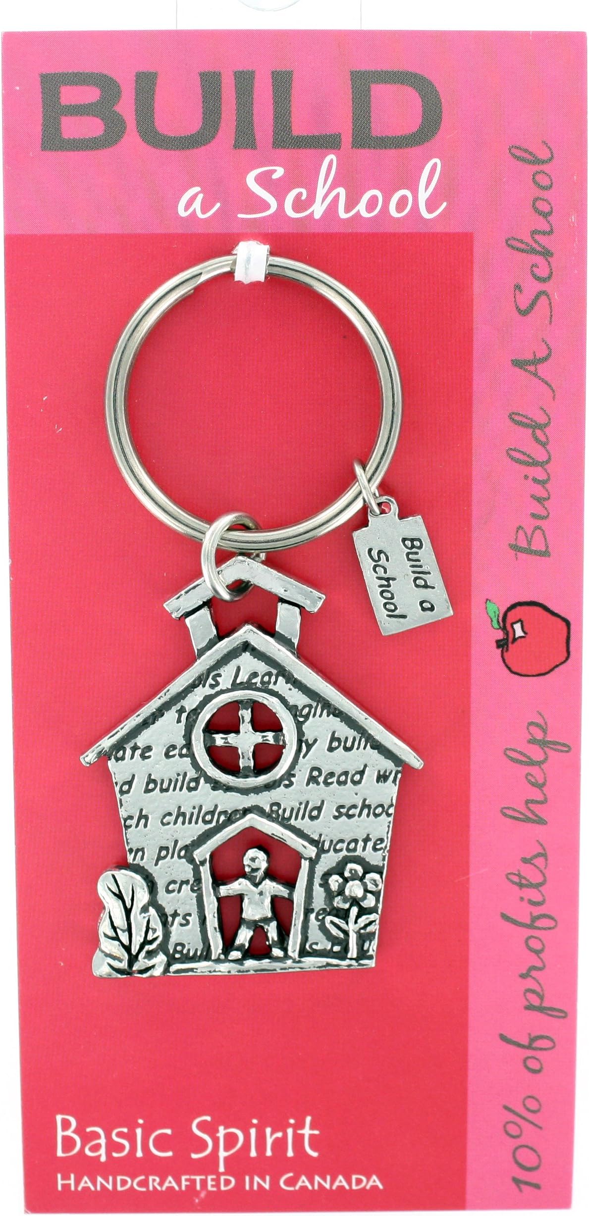 Global Giving Build A School Hand Crafted Pewter Keychain - Teacher Appreciation Gift (School House)