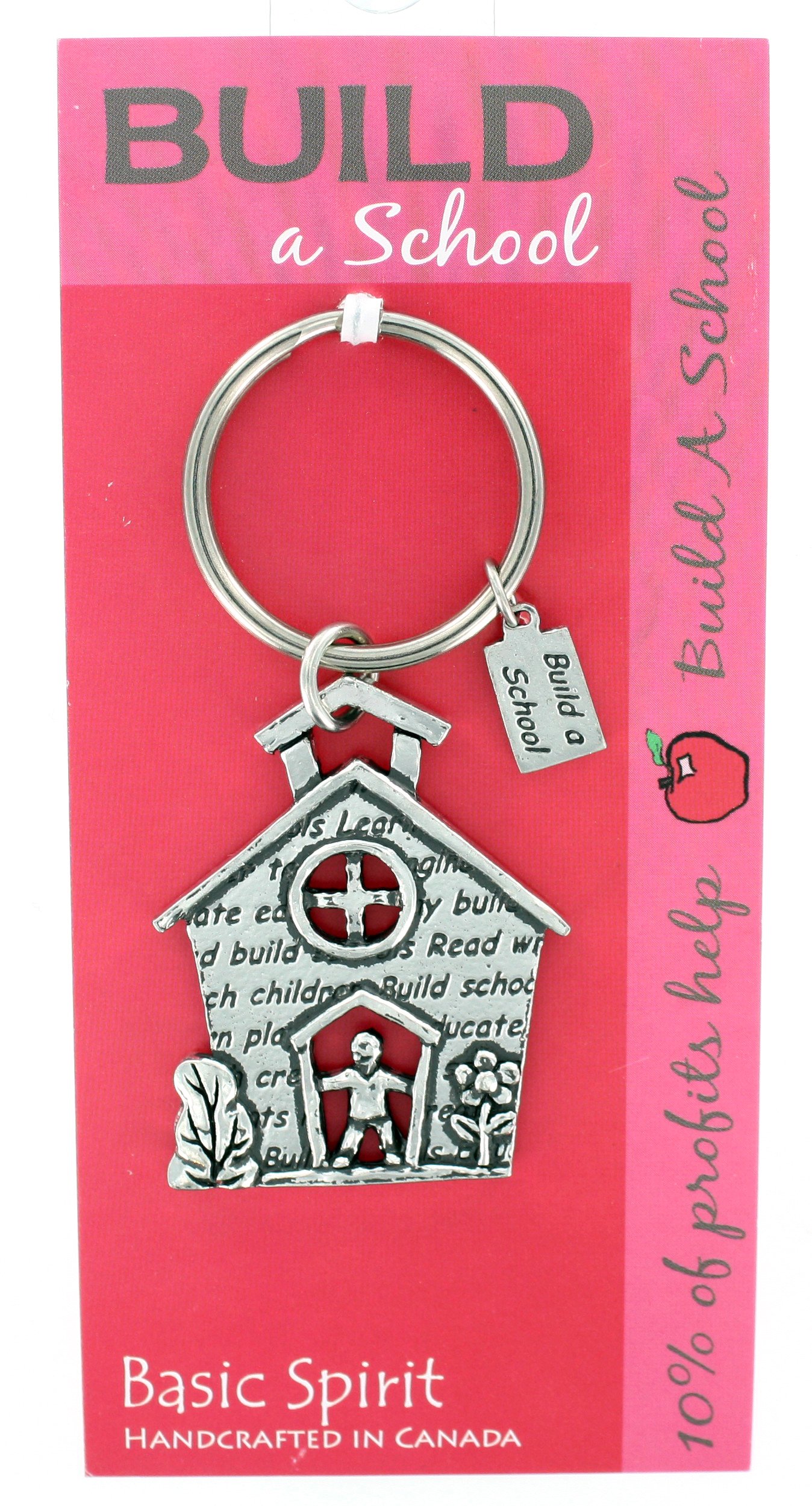 Global Giving Build A School Hand Crafted Pewter Keychain - Teacher Appreciation Gift (School House)