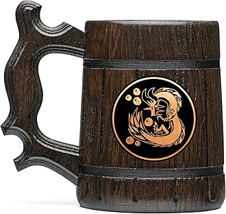 MHW Mizutsune Beer Mug MHW Wooden Beer Stein 17oz Tankard Gamer Mug Gift for Him Boyfriend Personalized Anniversary Christmas Birthday Gifts For Gamer Husband Beer Steins K634