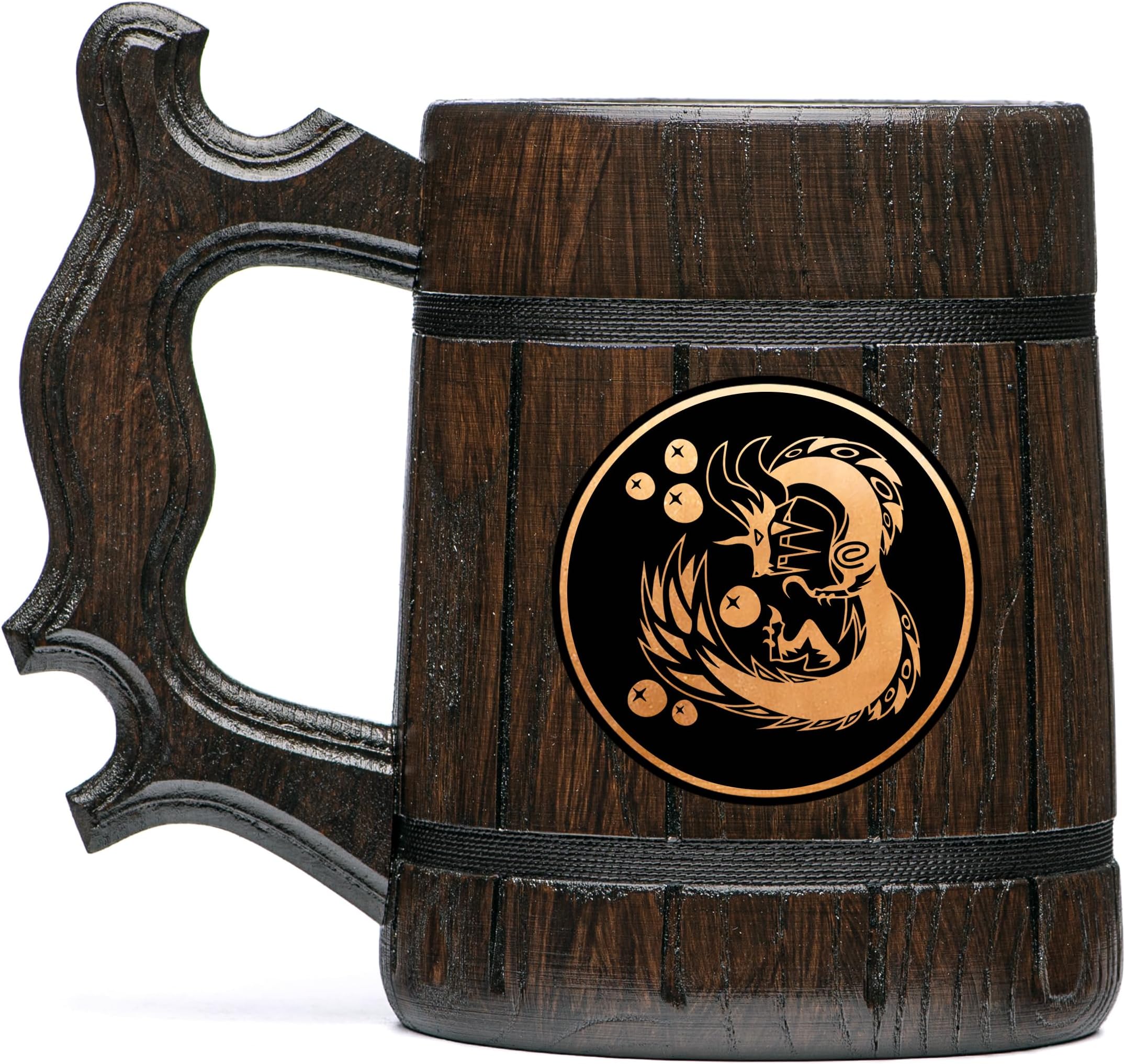 MHW Mizutsune Beer Mug MHW Wooden Beer Stein 17oz Tankard Gamer Mug Gift for Him Boyfriend Personalized Anniversary Christmas Birthday Gifts For Gamer Husband Beer Steins K634