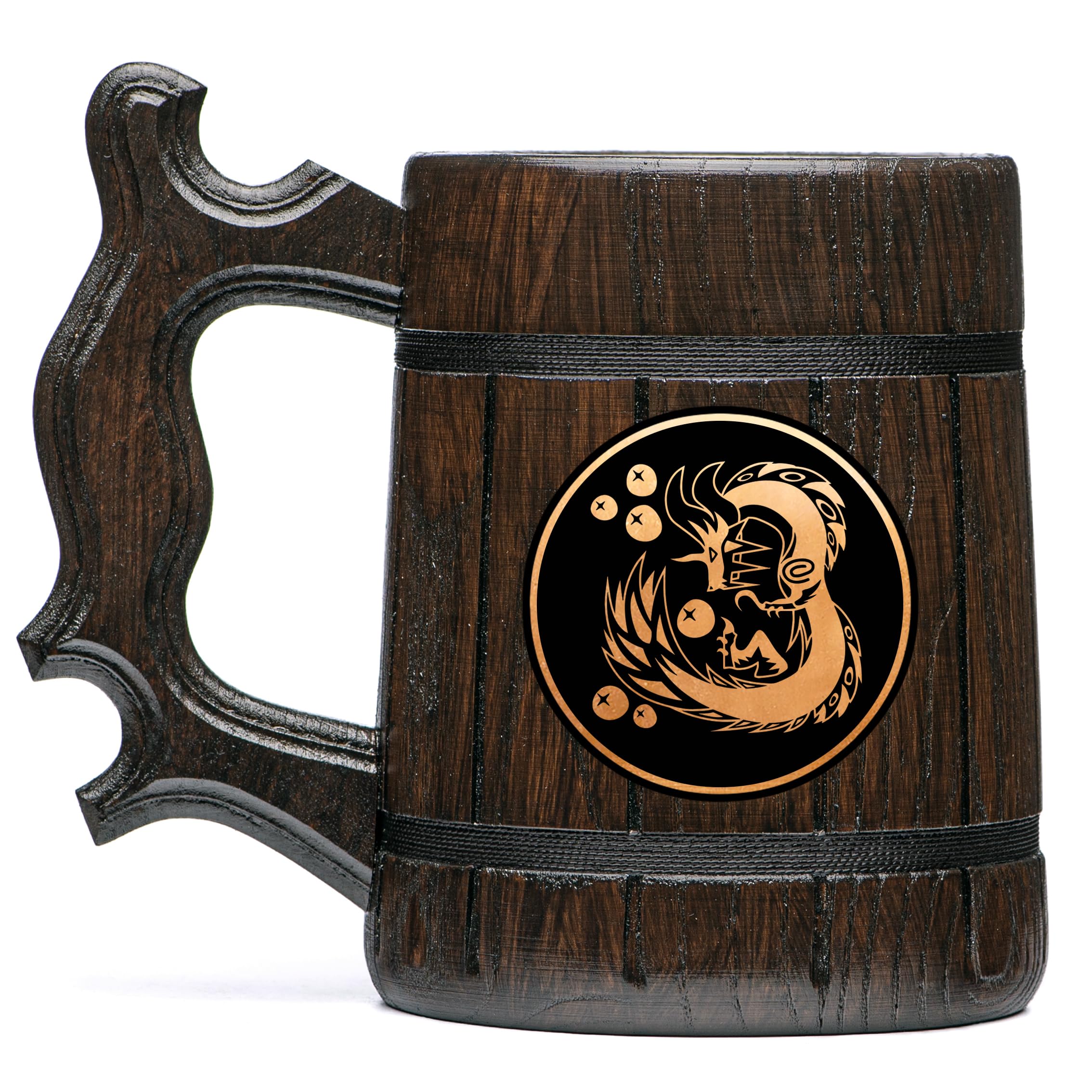 MHW Mizutsune Beer Mug MHW Wooden Beer Stein 17oz Tankard Gamer Mug Gift for Him Boyfriend Personalized Anniversary Christmas Birthday Gifts For Gamer Husband Beer Steins K634