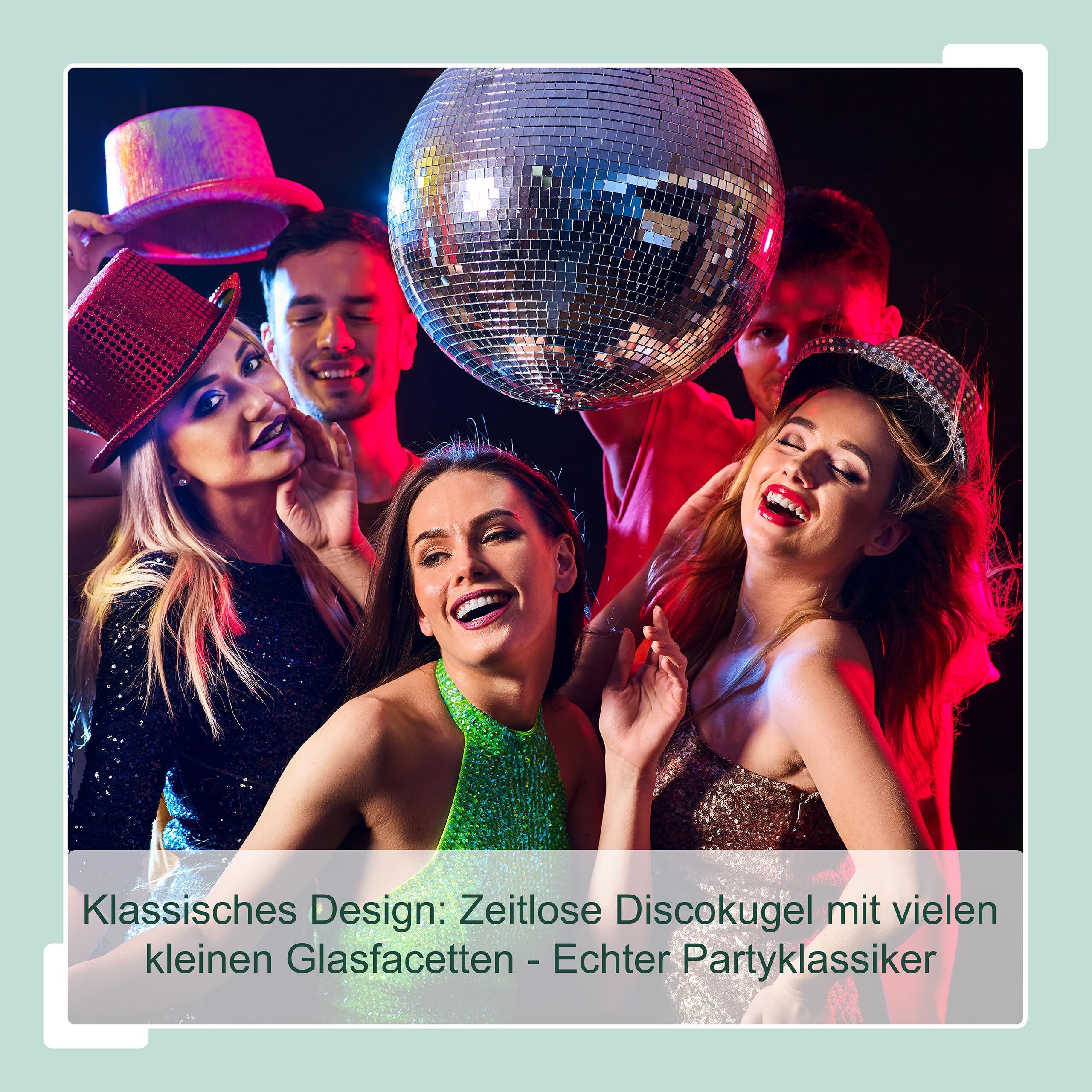 Relaxdays Discokugel, Ø 50 cm, Deko Spiegelkugel zum Aufhängen, große Partykugel mit Metallöse, Discoball Party, Silber