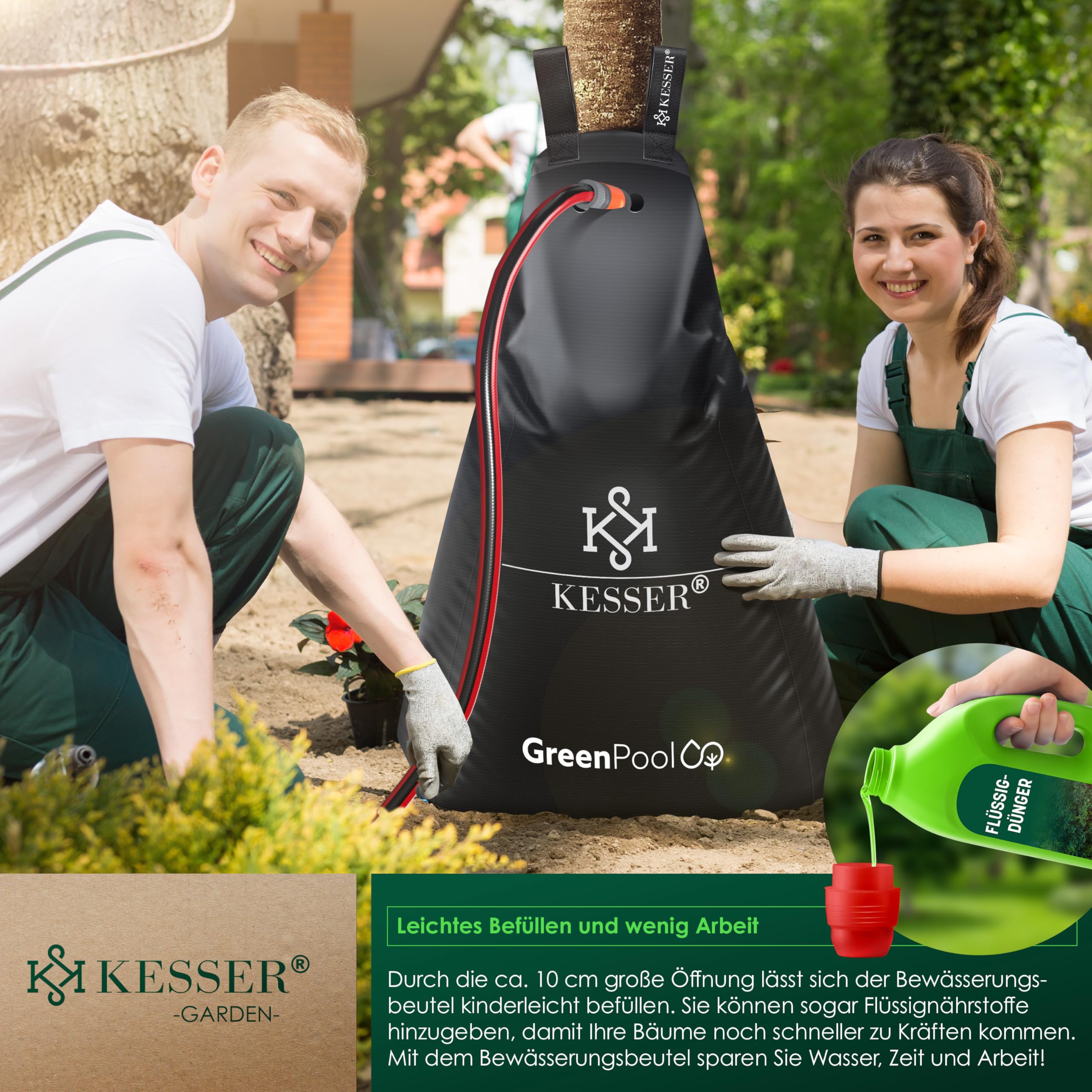KESSER® Baum-Bewässerungssack 6er Set 75L Wassersack, Baumbewässerungsbeutel, PVC-Tasche langlebig & UV-beständig, Baumbeutel Garten Bewässerungssystem & gezielte Bewässerung von Bäumen, mit Schloss