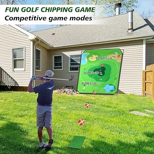 Miniatura 5 de Juego Portátil de Chipping de Golf para Papás y Golfistas Júnior, Diversión en Interiores, Exteriores, Patio Trasero y Césped con 24 Pelotas