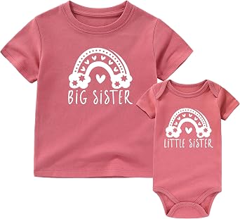 Big Sister Little Sister Matching Outfits Toddler Girl Shirt lil Sis Baby Clothes
