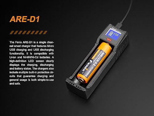 Miniatura 3 de EdisonBright Fenix are-D1 Cargador de batería inteligente alimentado por USB para 21700/18650/16340 BBX5 Estuche de transporte de batería