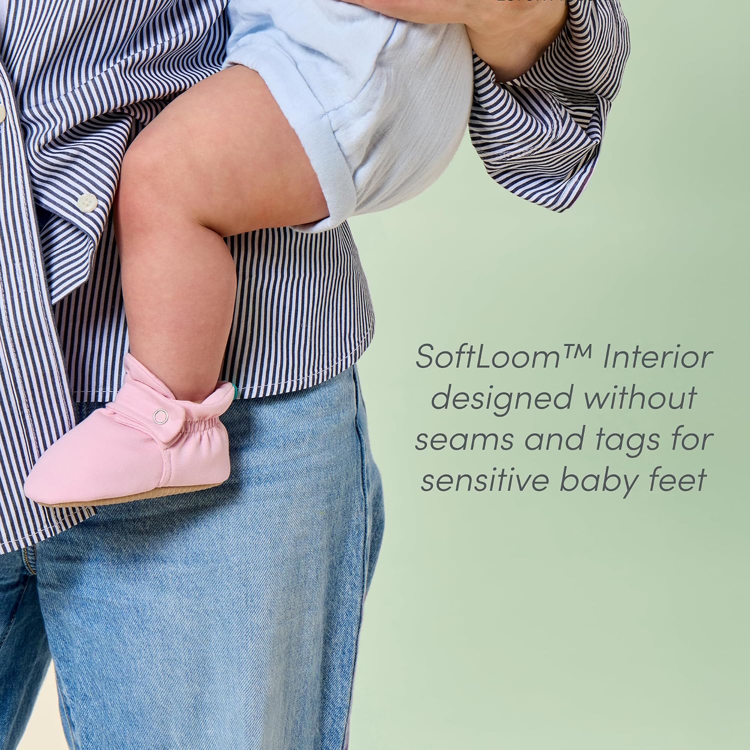 Ten Little Everyday Baby Booties - 100% Organic Cotton, Seamless SoftLoom Interior, Non-Slip, Breathable & Adjustable Newborn Booties for Girls & Boys - Best Newborn Gift for Baby Registry and Baby Shower