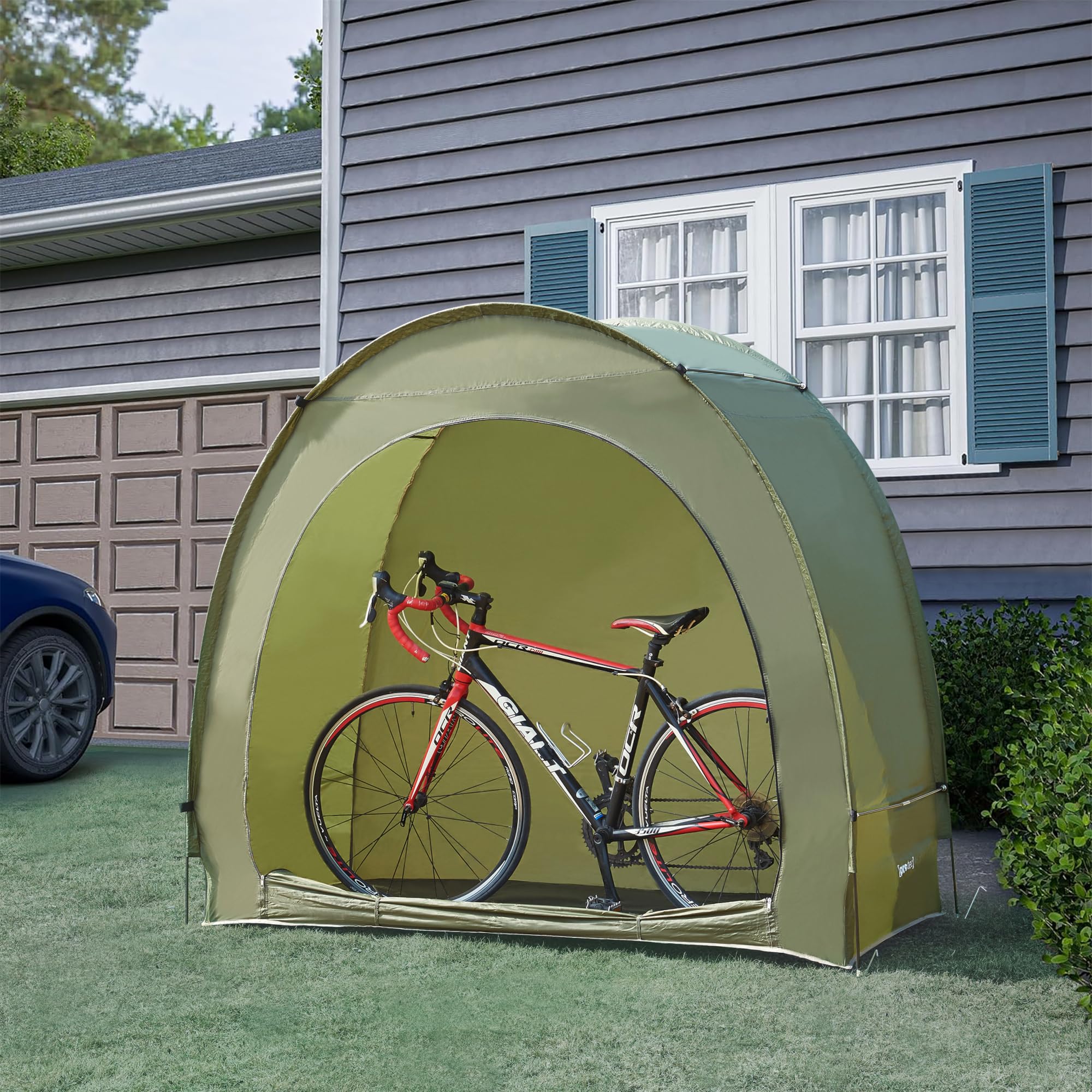 pro.tec Fahrradzelt Bergendal für 2 Fahrräder Fahrradgarage Outdoor Fahrradabdeckung wasserdicht Fahrrad Aufbewahrung Camping Gartenzelt 198 x 84 x 