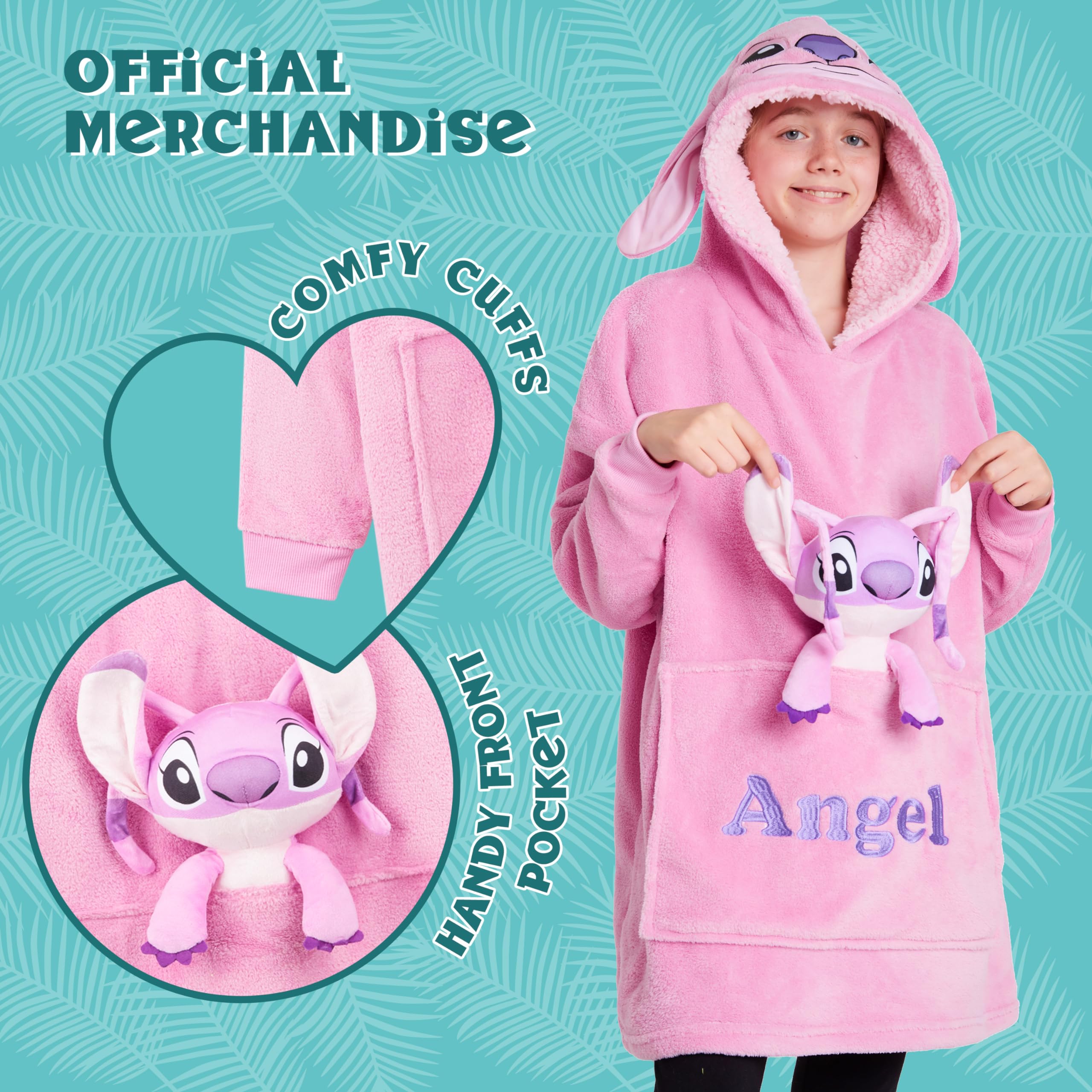 Disney Pull Plaid Enfant Sweat Oversize en Polaire Enfant Ado avec Peluche Stitch Angel Mickey Minnie Bourriquet