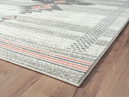 Miniatura 5 de Abani Porto PRT110C Southwestern - Alfombra con estampado tribal color crema y rosa (6 x 9 pies)