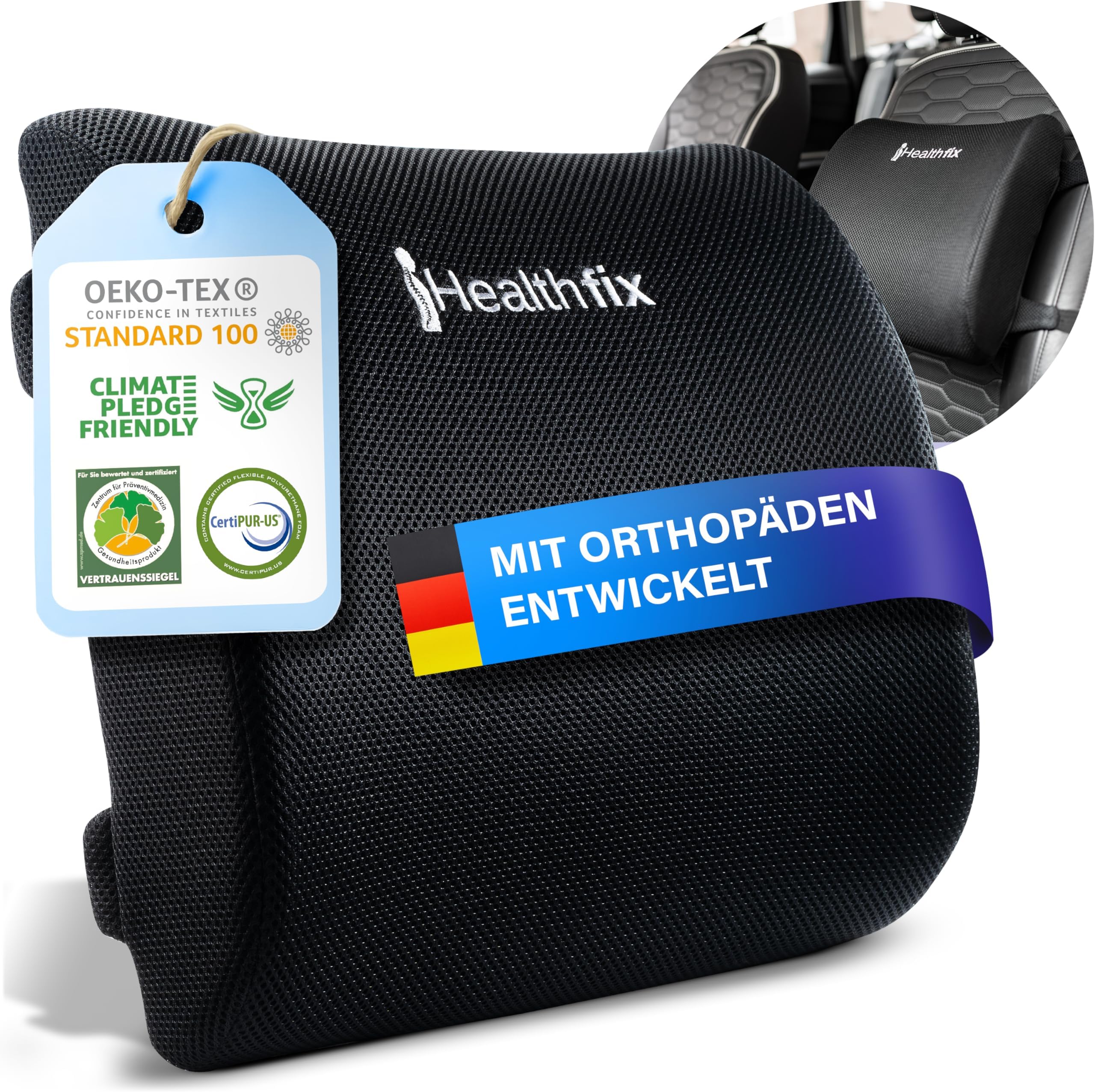 TEMPUR Lordosekissen I höhenverstellbar I Farbe blau I Größe 36 x 36 x ...