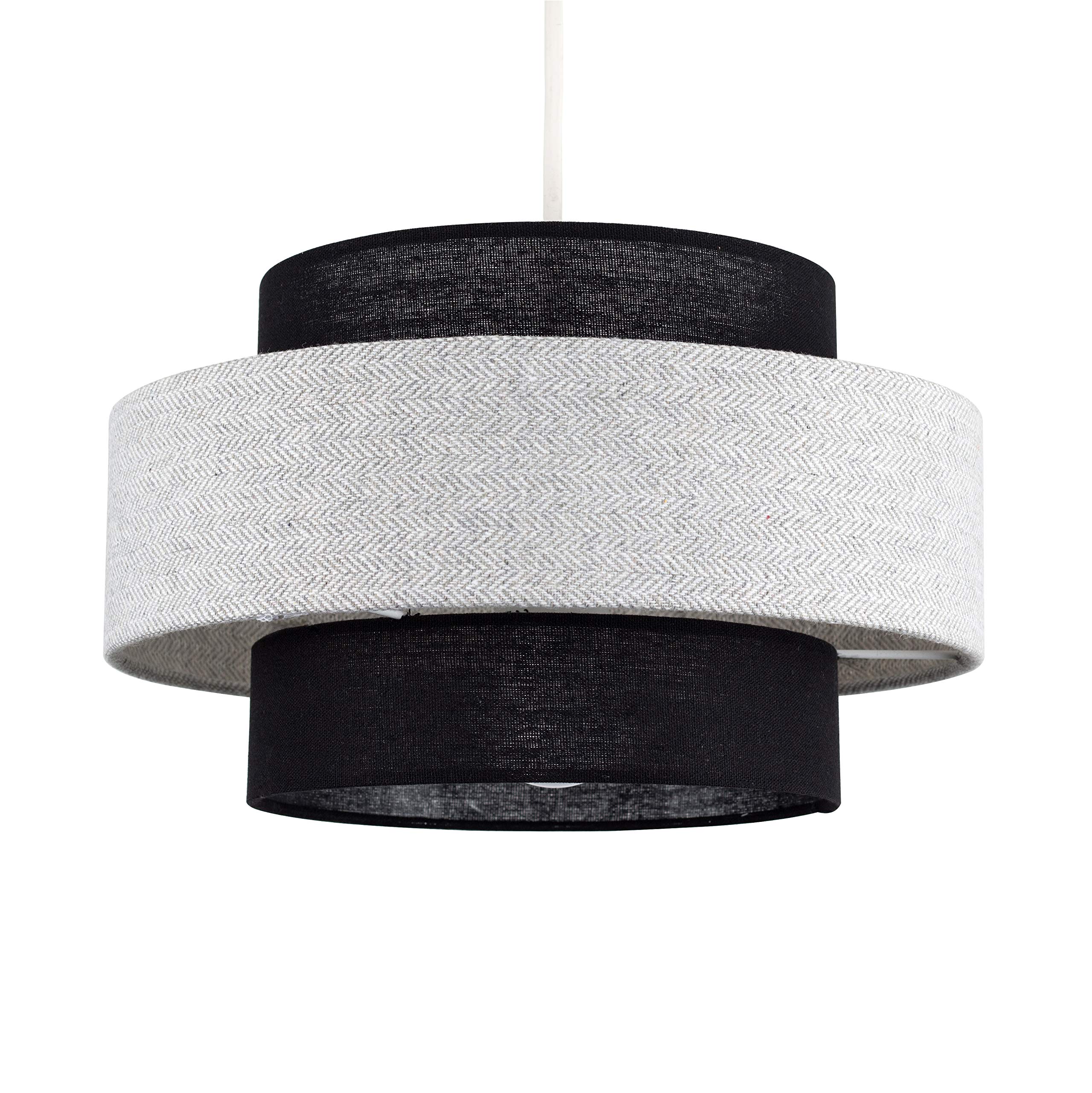 Valuelights Weaver Black/grey Herringbone Ceiling Lamp Shade And Bulb from B&Q