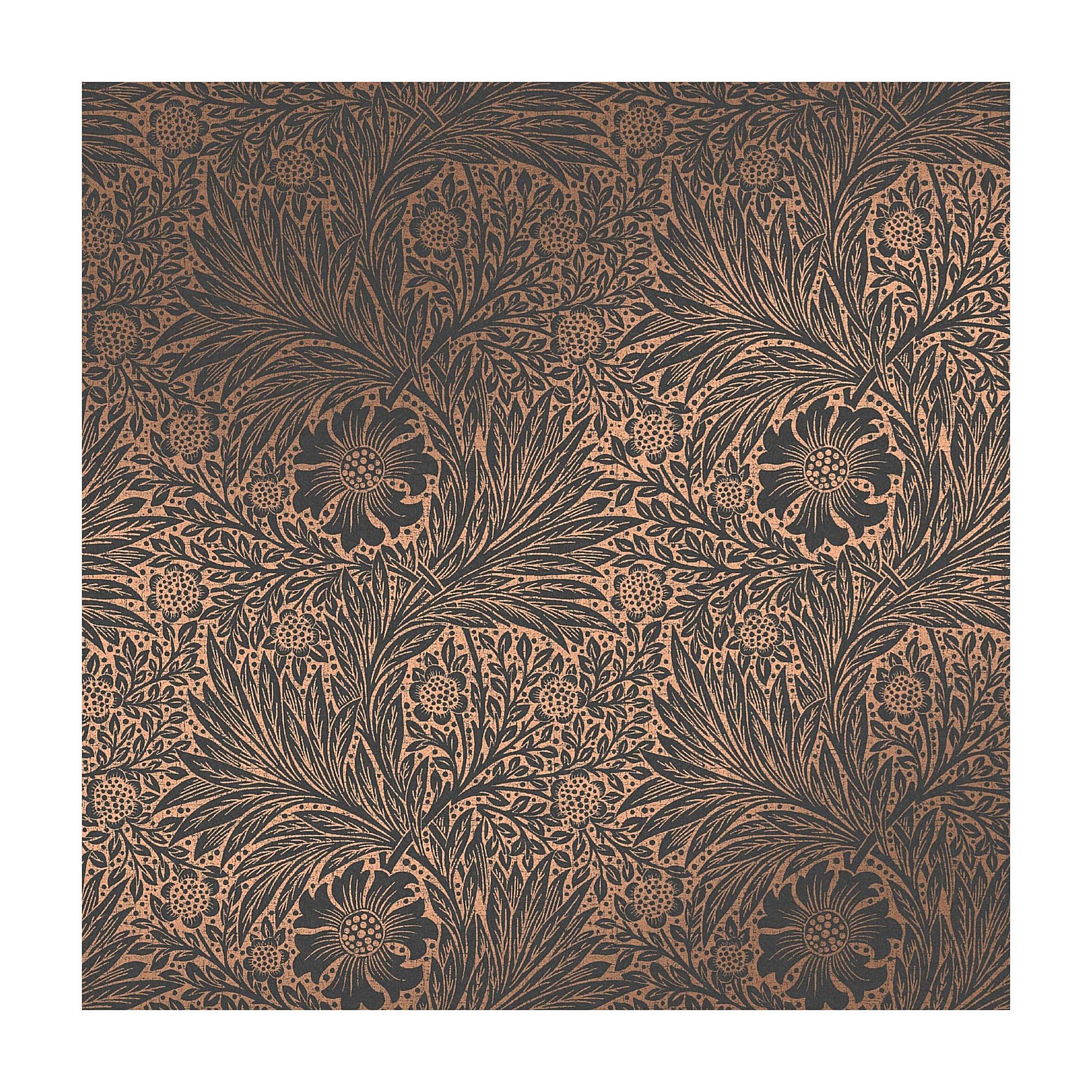 Graham & Brown Charcoal William Morris At Home Marigold Fibrous Wallpaper | Paste The Wall | Grey Floral | Eco-Friendly