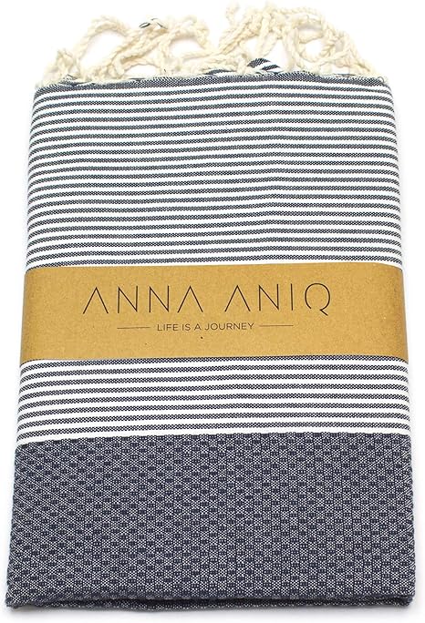ANNA ANIQ Fouta Hamamtuch XXL 100x180cm - 100% Baumwolle Mit Frotteeseite