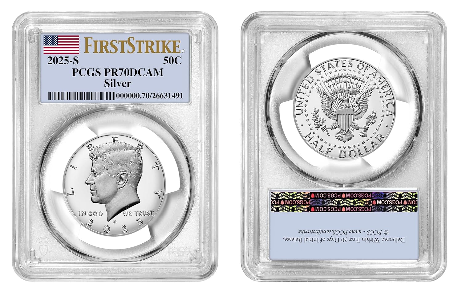 2025-S Kennedy Half Dollar Silver Proof PCGS PR70DCAM First Strike, 50C