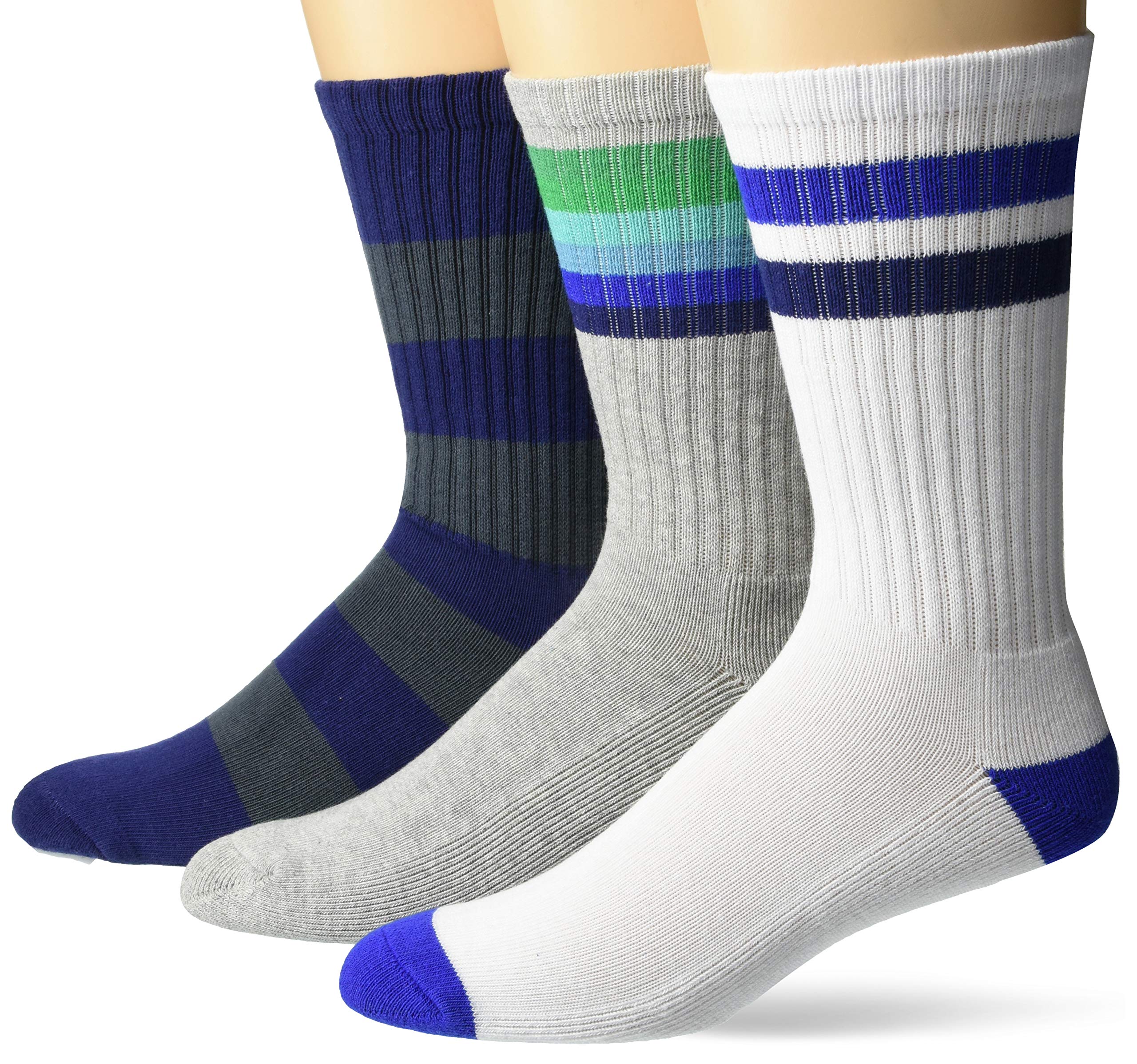 Men's 3-Pack Striped Ribbed Crew Sock