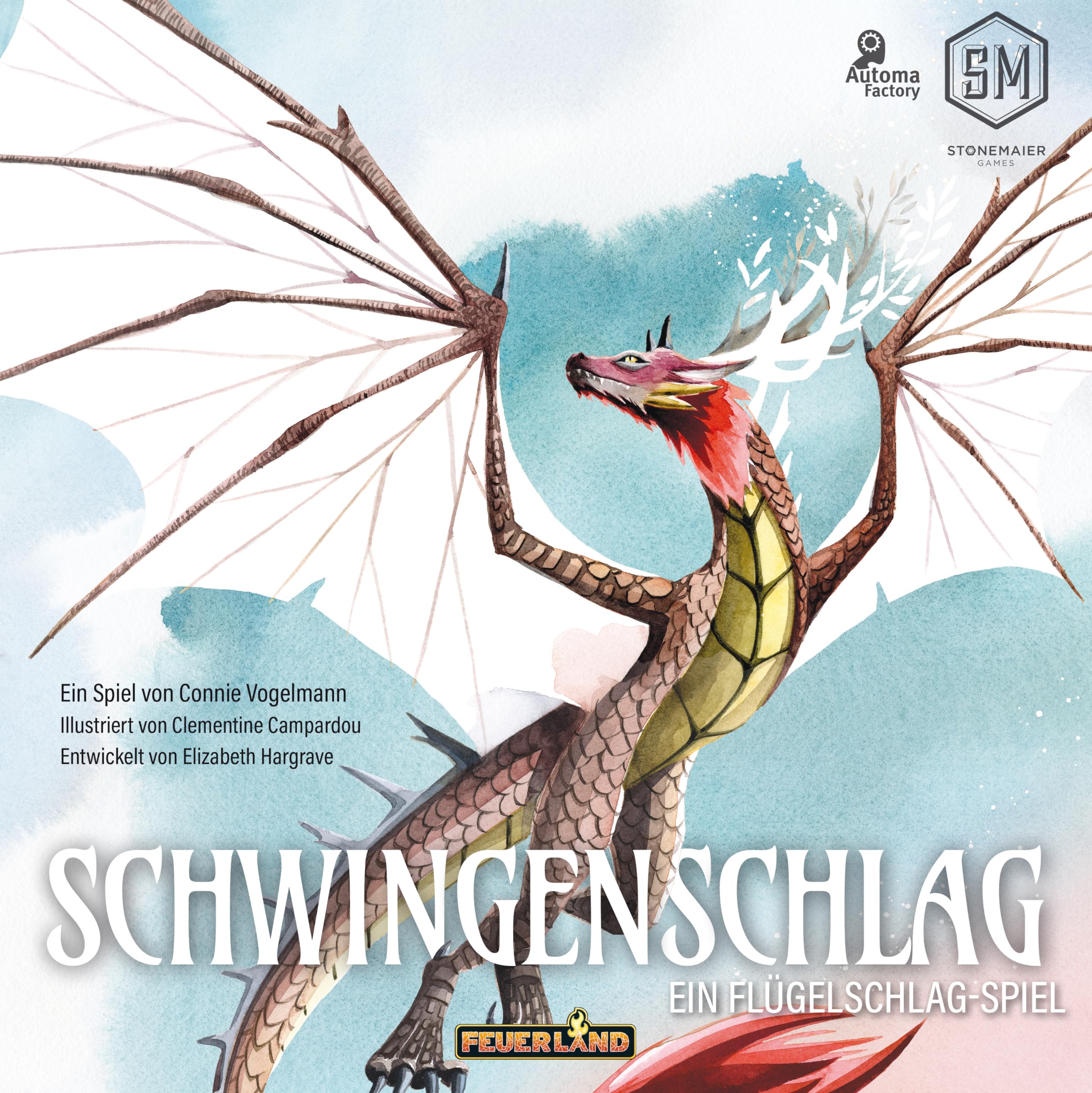 Feuerland Spiele 31032 Schwingenschlag - Aus der Spielewelt von Flügelschlag, grün | Ein Flügelschlag-Spiel mit Drachen, Gesellschaftsspiel, wunderschöne Illustrationen, Aufbauspiel, Ressourcenmanagement