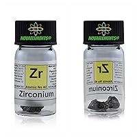 Vista 1 de Elemento de circonio 40 Zr, muestra pura 0.07 oz 99,95% en ampolla de vidrio con etiqueta