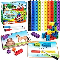 Coogam Math Manipulatives for Kids 3-8: Snap Linking Counting Cubes, 1st Grade Flashcards & Worksheets - Preschool Math Toy