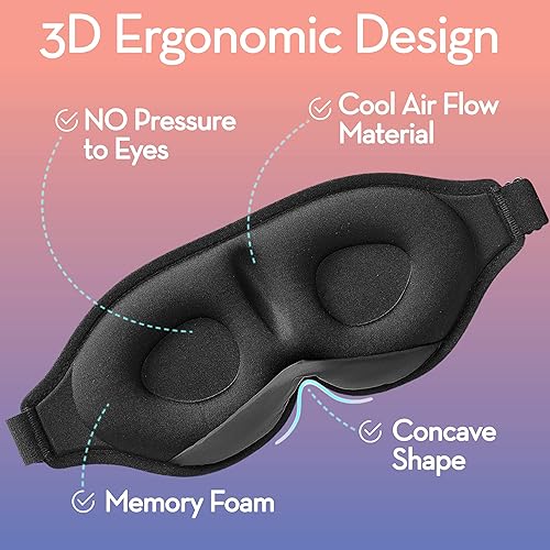Miniatura 3 de Máscara de dormir 3D - Máscara de ojos para dormir con diseño 100% opaco, máscara de dormir 3D para mujeres y hombres, máscara de sueño contorneada