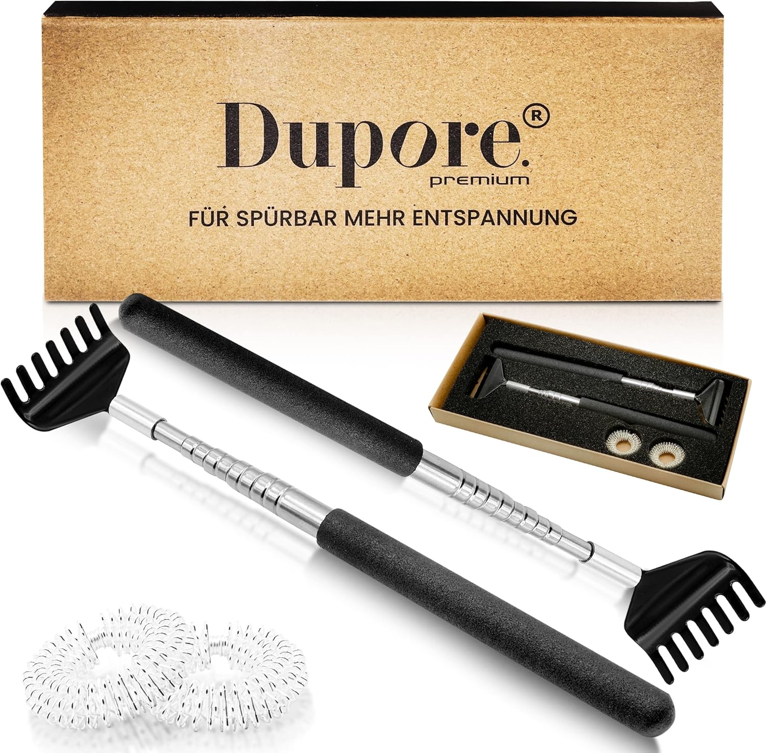 2x DUPORE Premium Rückenkratzer Ausziehbar Aus Hochwertigem Edelstahl - Praktischer Teleskop ...