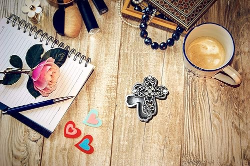 Miniatura 2 de FASHIONCRAFT 8630 - Cajas de curiosidades con diseño de cruz, caja de baratijas con diseño de cruz, comunión, bautismo, recuerdos de eventos