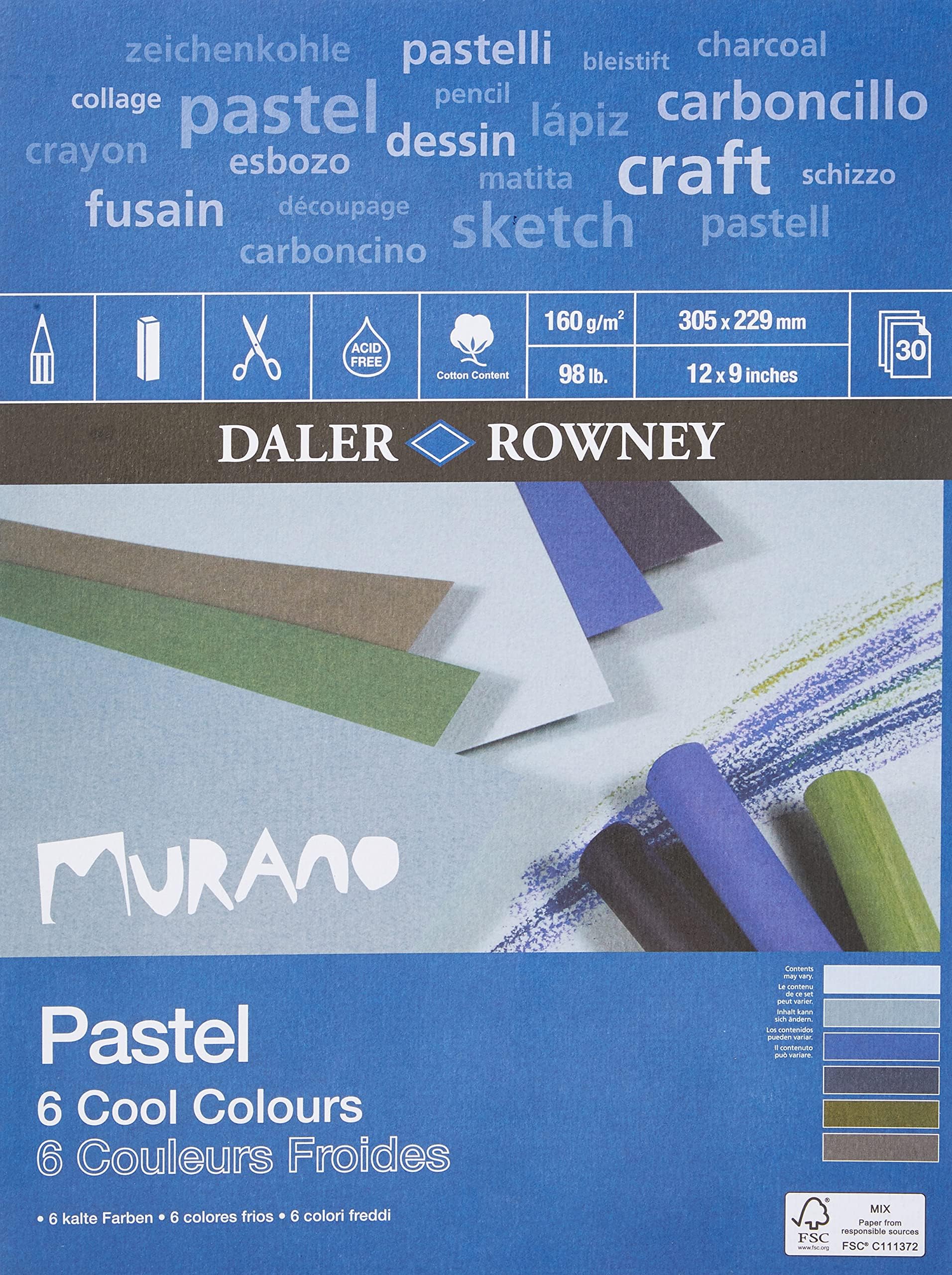 Carta Pastelmat Clairefontaine - Blocco Da 12 Fogli 18x24 Cm 360g Per Pastelli Secchi, 4 Colori - Foto 5