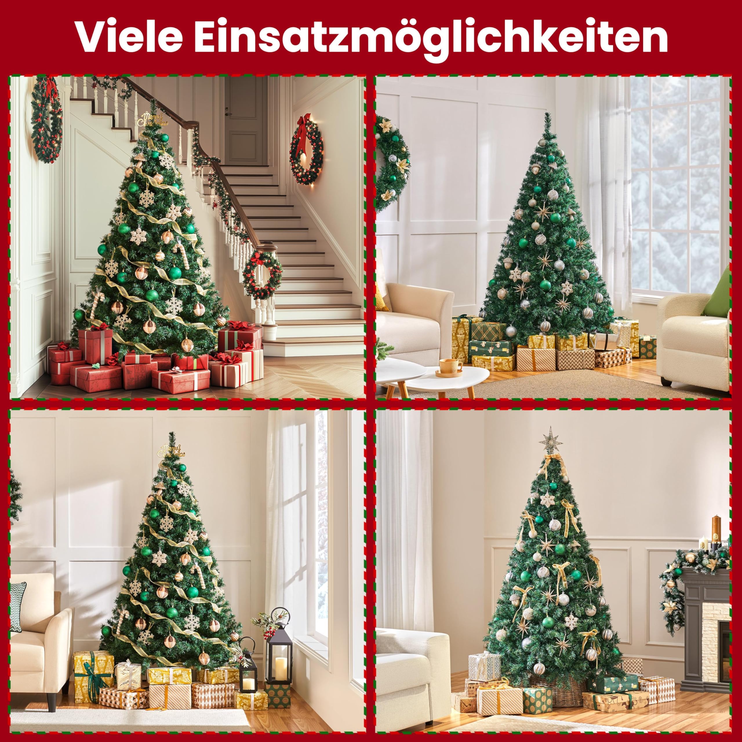 Yaheetech 183 cm künstliche Weihnachtsbaum, Schwer Entflammbare Tannenbaum mit 1000 Spitzen & Zusammenklappbar Metallständer, Schnellaufbau Klappsystem Christbaum Kunstbaum, Grün