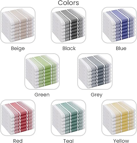 Miniatura 8 de COTTONIVA Juego de toallas de cocina negras, paquete de 6 paños de cocina de algodón para secar platos de 16 x 26 pulgadas, toallas de mano de